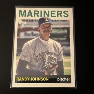 Topps Randy Johnson Mariners Baseball Card - Green, White, Black